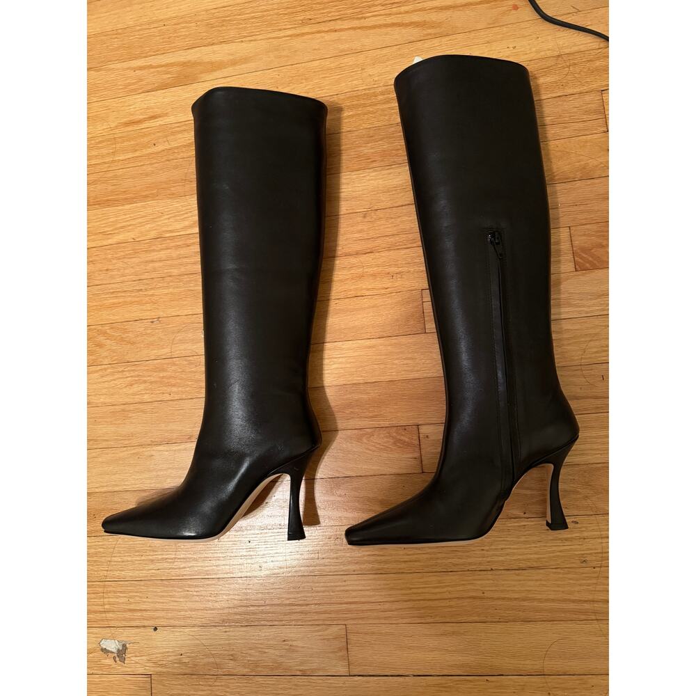 Women's Black Knee-High Pointed Toe Stiletto Boots